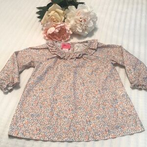 Claire & Charlie Orange Floral Ruffled Top Size 3T